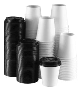 Vaso Descartable de Polipapel Blanco 8 oz con Tapa – Pack x50