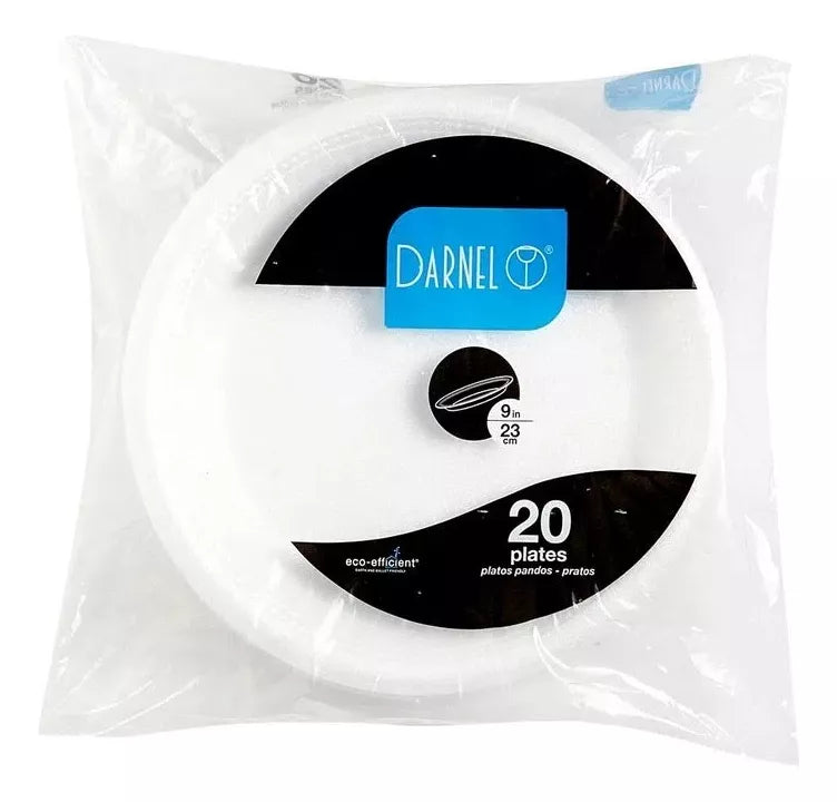 Plato Descartable Circular de Espuma – 18 cm (Pack x 20)